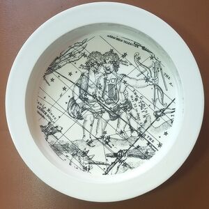 Gemini Twins China Dish By Iroquois.  White & Black